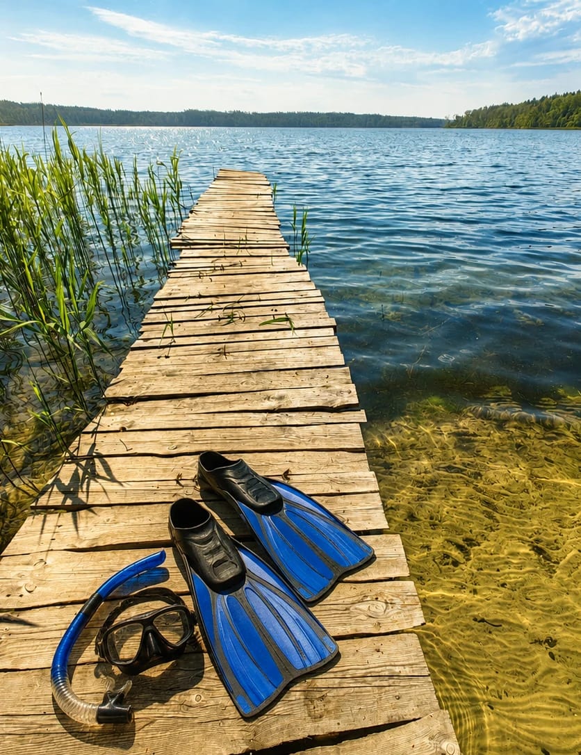 Plaża nad jeziorem na Mazurach